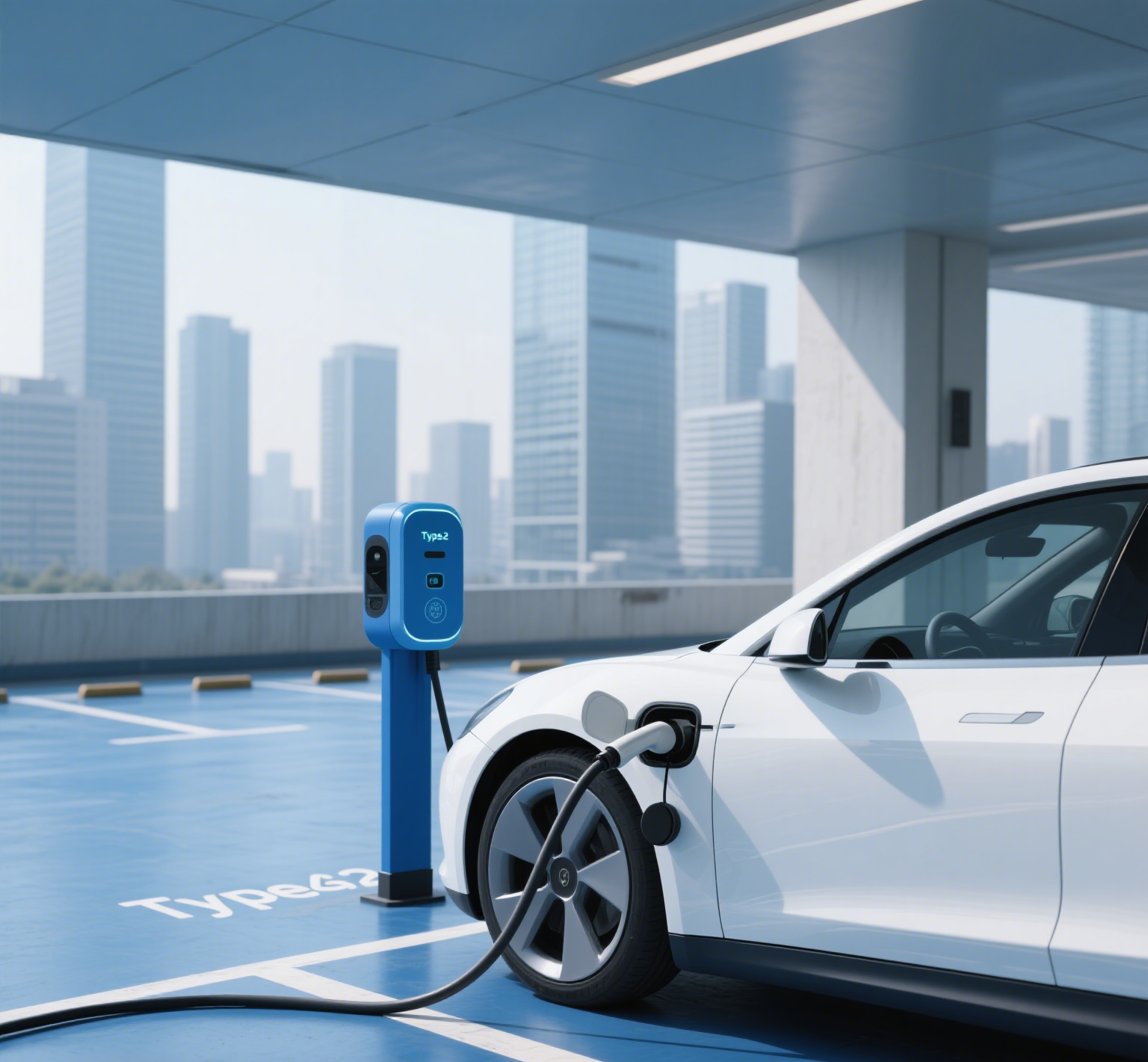 Charge EV blanche avec type 2