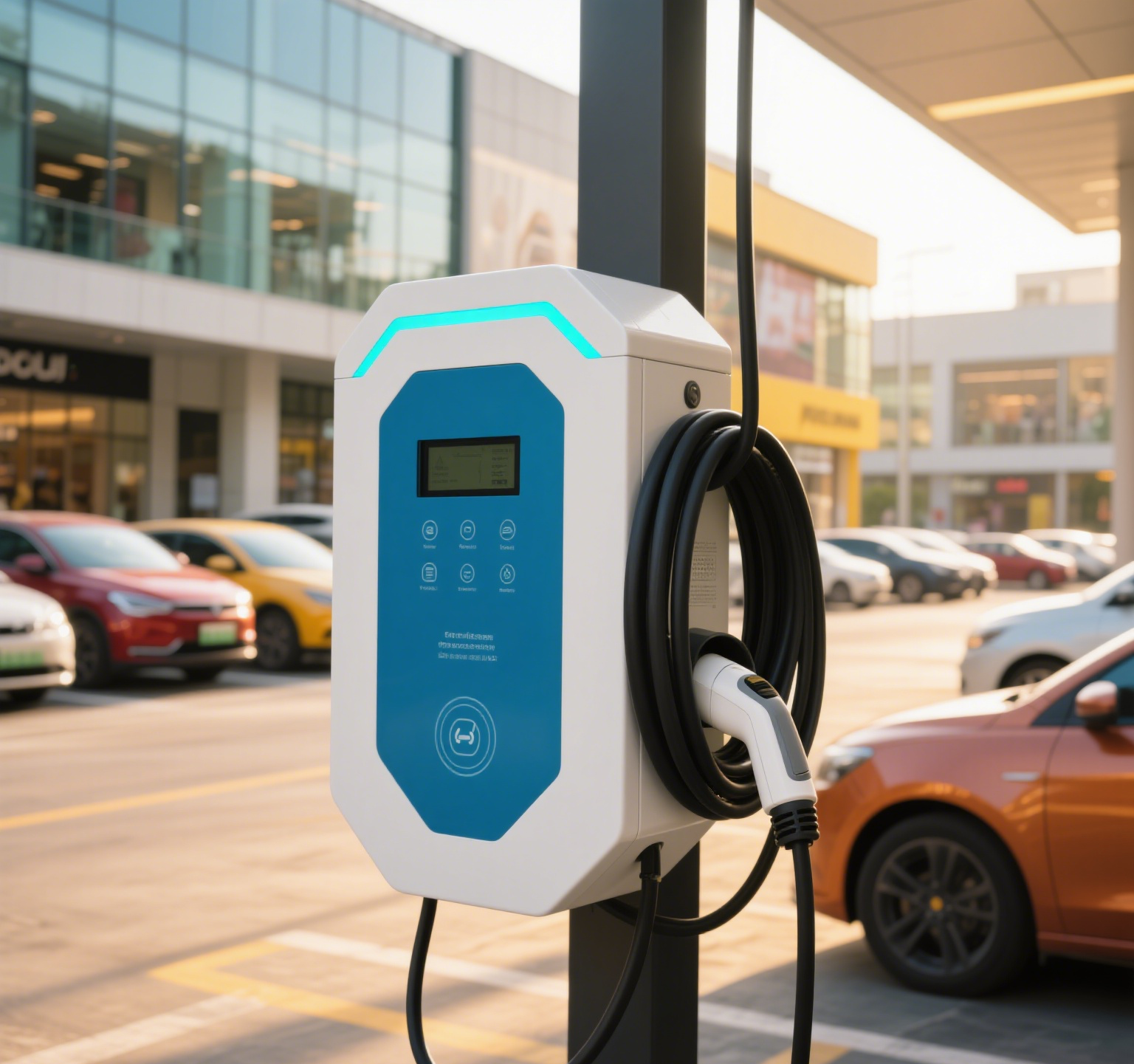 Charger EV dans un parking